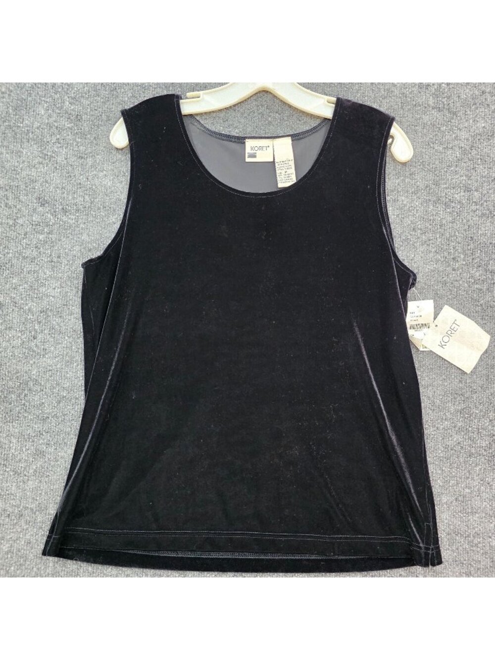 Vintage 90s Koret Velvet Tank Top M Black Whimsygoth Feminine Holiday Party Y2K